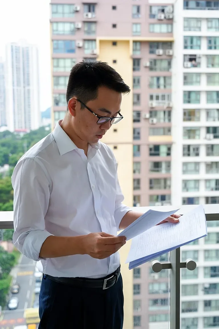 結構工程師在露台進行現場評估